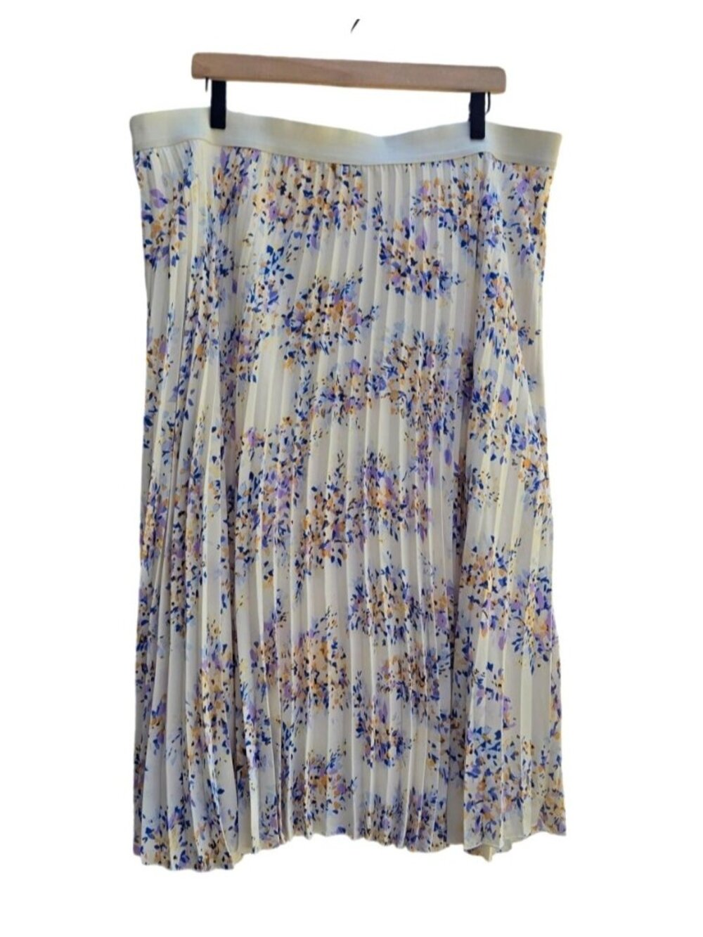 Pleated Floral Midi Skirt XXL Vince Camuto Knit Ivory Mult Summer Party Career
